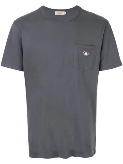 Maison Kitsuné Logo-appliquéd T-shirt In Grey