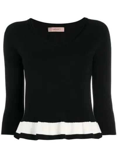 Twinset Contrasting Stripe Jumper In Black