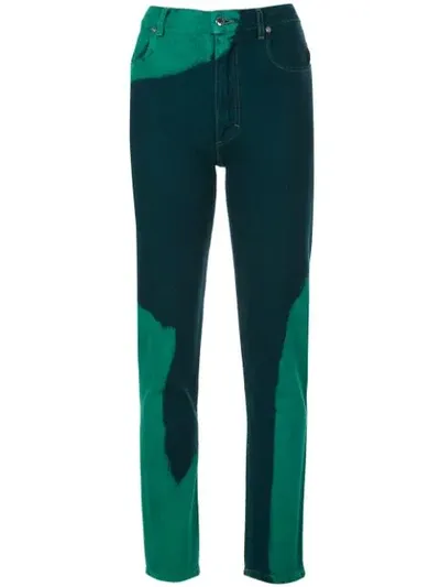 Eckhaus Latta El Hand Dyed High Waist Straight Leg Jeans In Green