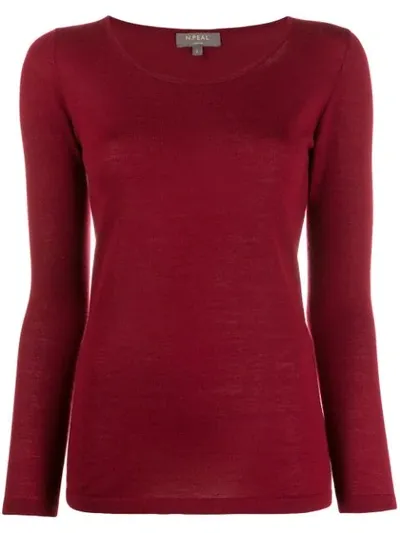 N•peal Cashmere Round Neck Sweater In Red