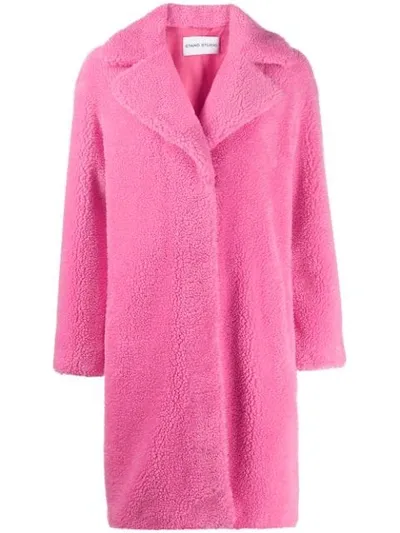 Stand Studio Concealed Front Fastening Coat In Pink