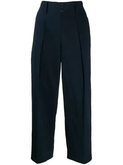 Forte Forte High Waisted Cropped Trousers In Blue