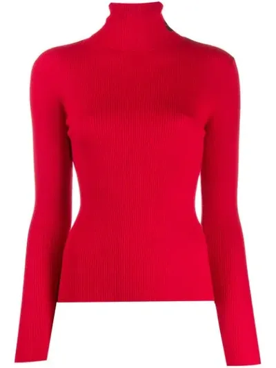 Lala Berlin Ribbed Turtle Neck Sweater In Red