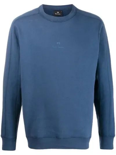 Ps By Paul Smith Logo Embroidered Sweatshirt In Blue