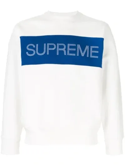 Supreme Zig Zag Stitch Panel Crew Neck Sweatshirt In White