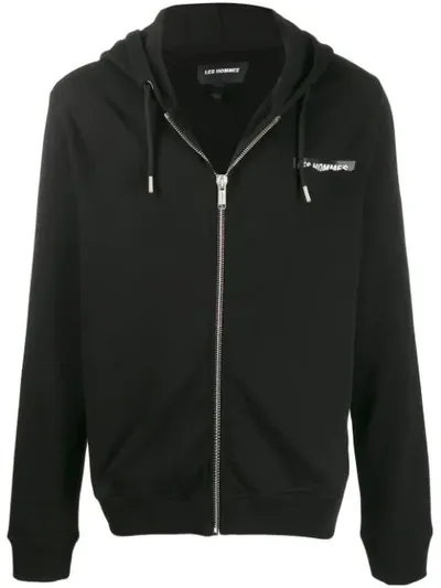 Les Hommes Logo Print Hoodie In Black