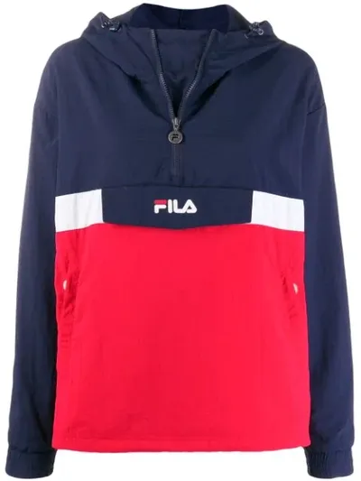 Fila Logo Print Hoodie In Blue