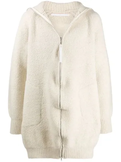 Julius Oversized Hooded Coat In Neutrals