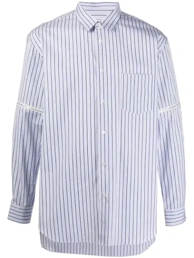 Comme Des Garçons Shirt Striped Zipped Shirt In Blue