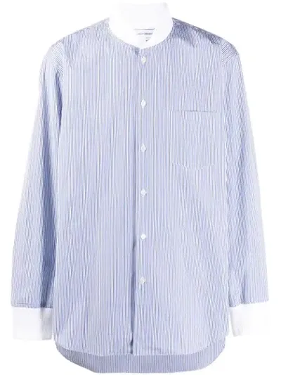 Comme Des Garçons Shirt Striped Bomber-style Shirt In Blue