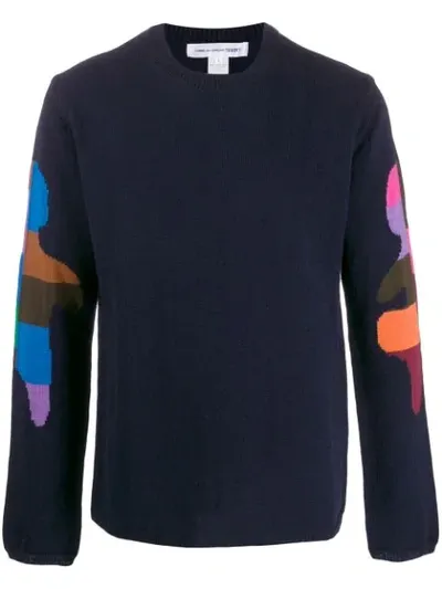 Comme Des Garçons Shirt Colour Block Jumper In Blue