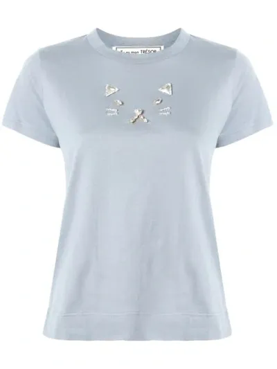 Tu Es Mon Tresor Cat Bijou T-shirt In Blue