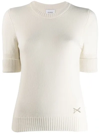 Barrie Cashmere Roll Cuff Top In White