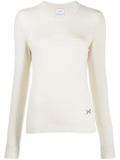 Barrie Round Neck Cashmere Jumper In White