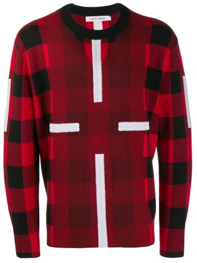 Craig Green Round-neck Plaid Jumper In Red