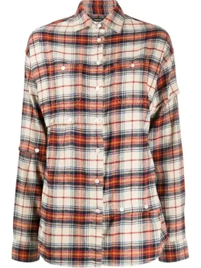 R13 Asymmetric Style Plaid Shirt In Orange