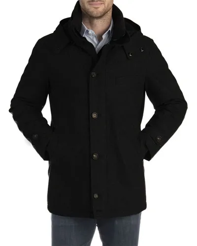 Norwegian Wool Men's City Hooded Wool Parka In Black