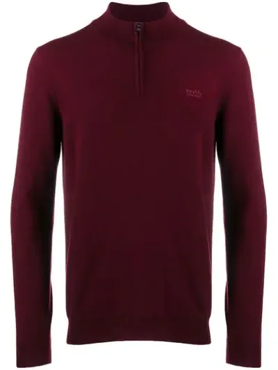 Hugo Boss Long Sleeve Polo In Red