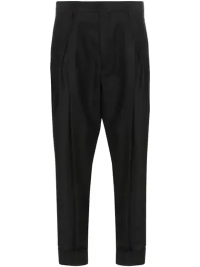 Ann Demeulemeester Tapered-leg Turn-up Trousers In Black