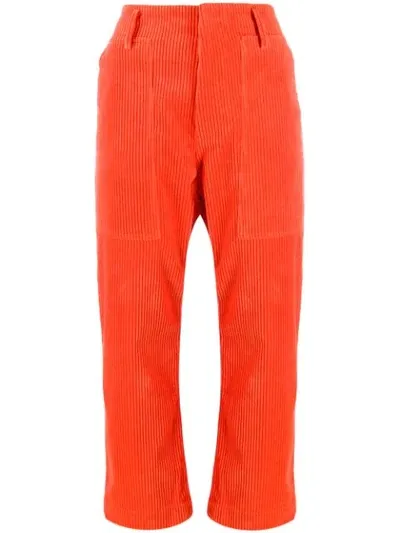 Sofie D'hoore Cropped-length Ribbed Trousers In Orange