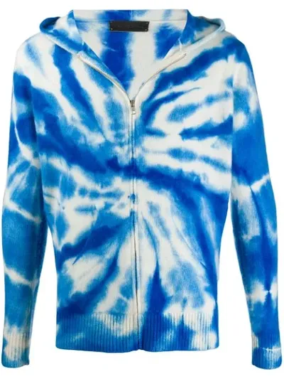 The Elder Statesman Cashmere Tie-dye Cardigan In Blue