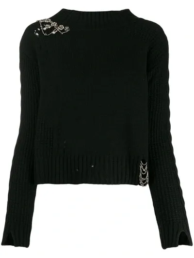 Twinset Crystal Embellished Jumper In Black