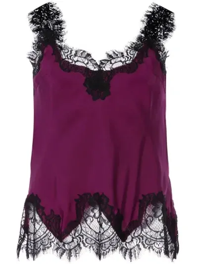 Gold Hawk Lace Detail Top In Purple