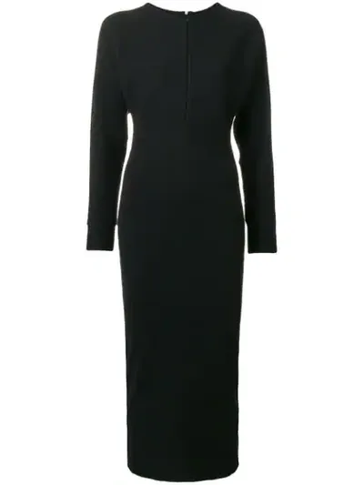 Emilio Pucci Notch Neck Stretch Fitted Dress In Black