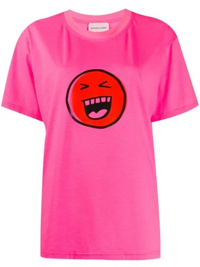 Natasha Zinko Smiley Print T-shirt In Pink