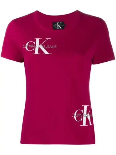 Calvin Klein Embroidered Logo T In Pink