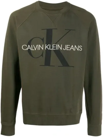 Calvin Klein Jeans Est.1978 Logo Print Sweatshirt In Green