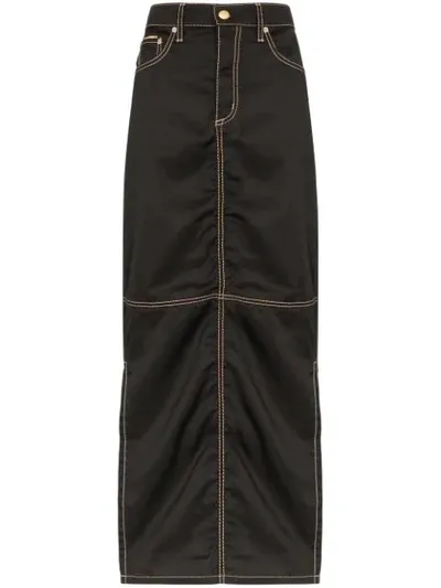 Eytys Contrast Stitch Maxi Skirt In Black