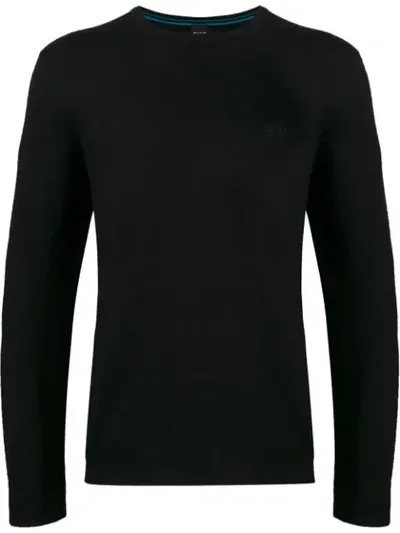 Hugo Boss Pullover Mit Logo-stickerei In Black