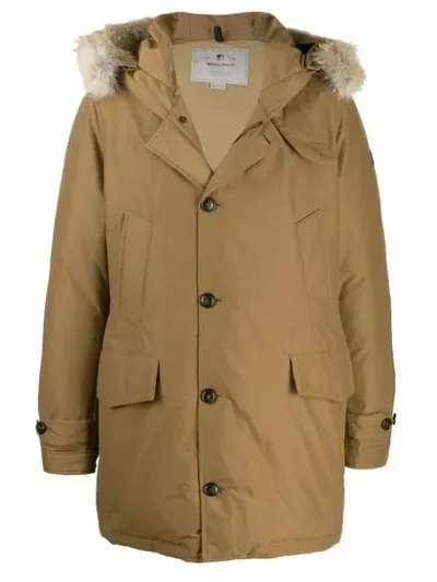 Woolrich Padded Parka Coat In Brown