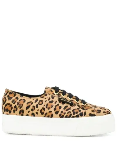 Superga Leopard-print Chunky Sole Sneakers In Black