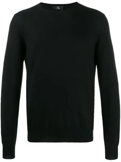 Fay Plain Crew Neck Jumper In Black