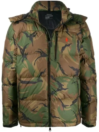 Ralph Lauren Camouflage Print Padded Jacket In Green