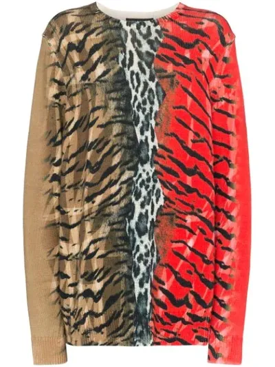 Neil Barrett Mixed Animal Print Jumper In Red