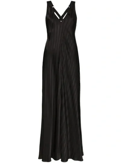 Lee Mathews Striped Jacquard Maxi Dress In Black