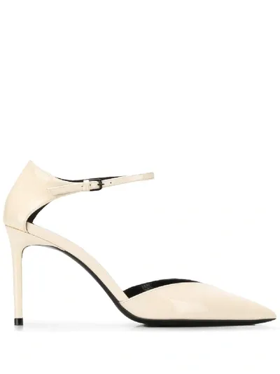 Saint Laurent White Patent Leather Pumps