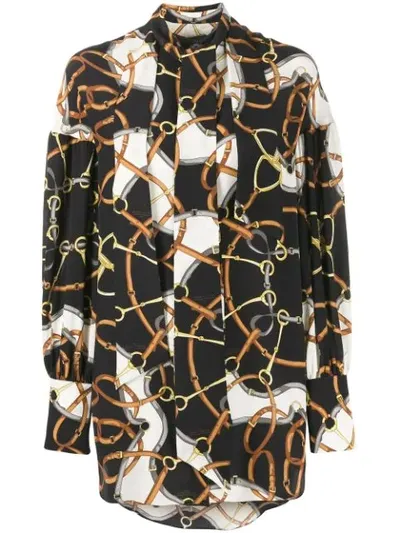 Rokh Printed Silk Blouse In Black