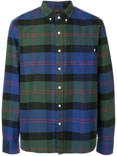 Stussy Oxford Plaid Print Shirt In Blue