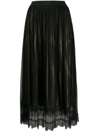 Twinset Gathered Tulle Layered Skirt In Black