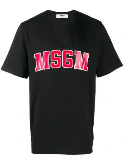 Msgm Oversized Logo T-shirt In Black,red