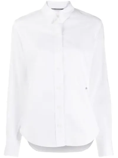 Calvin Klein Embroidered Logo Shirt In White