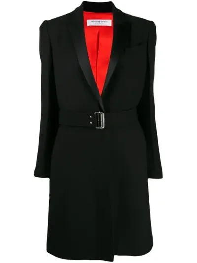 Philosophy Di Lorenzo Serafini Belted Contrasting-lapel Coat In Black