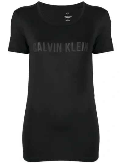 Calvin Klein Mesh Panel Logo T-shirt In Black