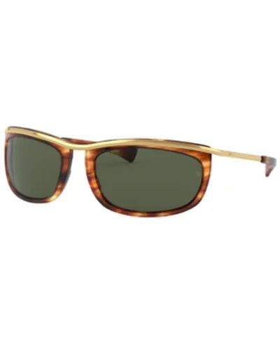 Ray Ban Olympian I Sunglasses Gold Frame Green Lenses 62-19