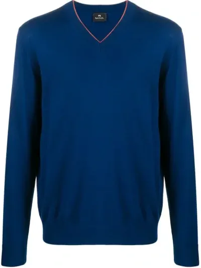 Ps By Paul Smith V-neck Pullover In Blue