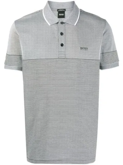 Hugo Boss Short Sleeved Striped Polo Shirt In Black